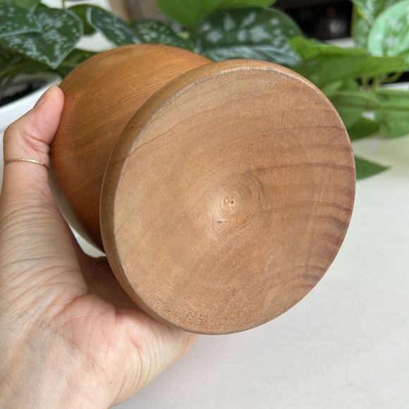 Vintage Wood Pedestal Vase Decor - Picture 5 of 14
